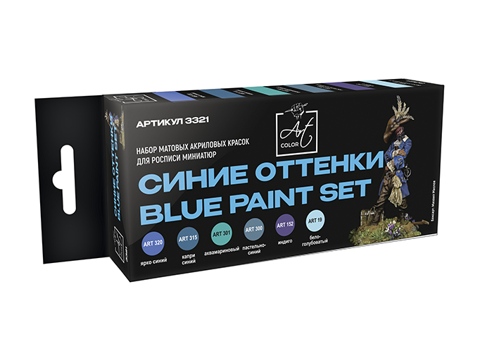 3321  краска  Pacific88 Набор красок Art color Синие оттенки (Blue paint set), 6шт., арт.3321