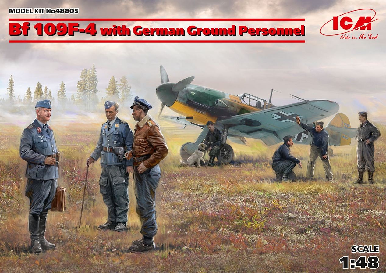 48805  авиация  Bf 109F-4 with German Ground Personnel  (1:48)