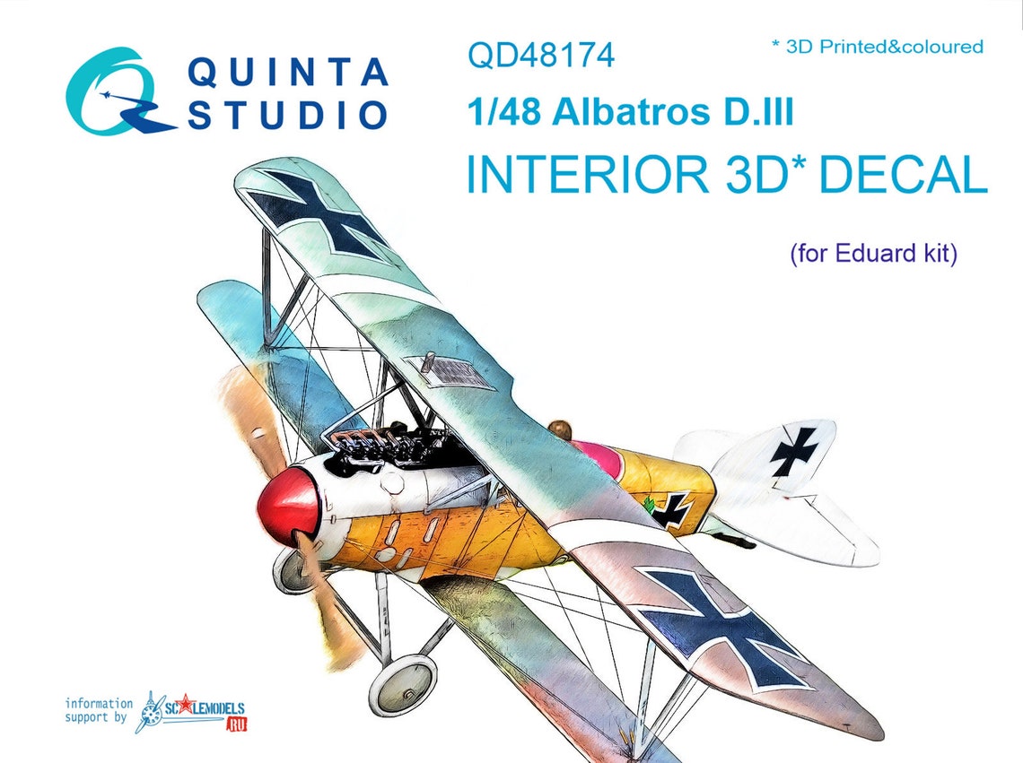 QD48174  декали  3D Декаль интерьера кабины Albatros D.III (Eduard)  (1:48)