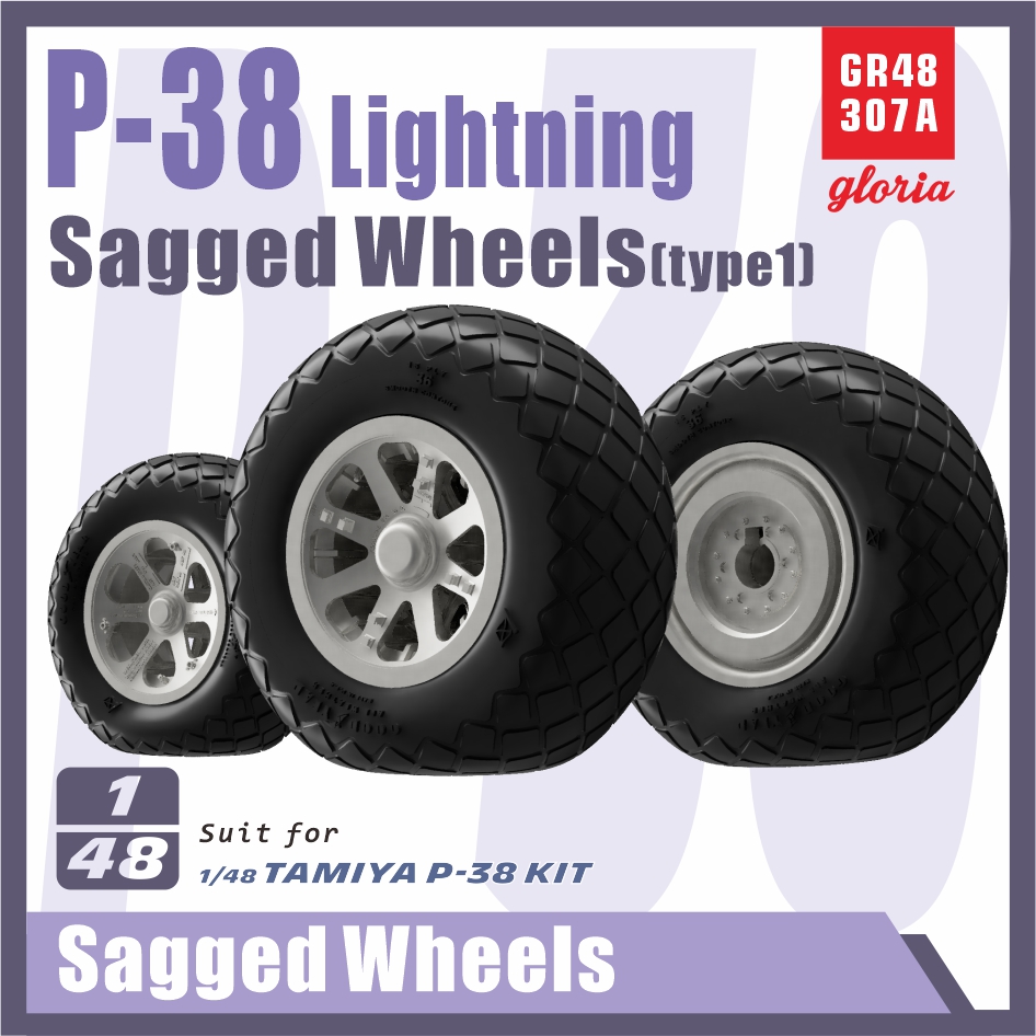 GR48307A  дополнения из смолы  P-38 Lightning Sagged wheels (Type 1)  (1:48)