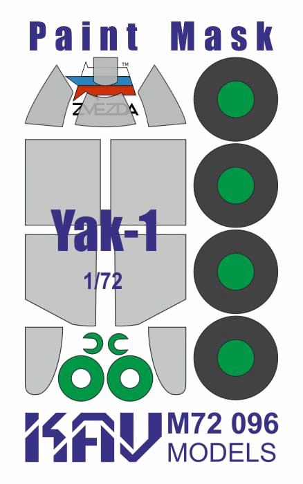 KAV M72 096  маски окрасочные  Окрасочная маска на остекление Я-1 (Звезда)  (1:72)