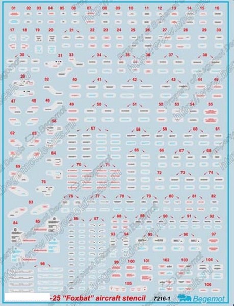 72016  декали  М-25 технические надписи  (1:72)