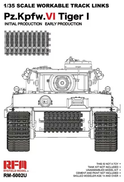 RM-5002U  траки наборные  Tiger I Initial/Early Prod Upgrade Ver. Workable Track Links  (1:35)